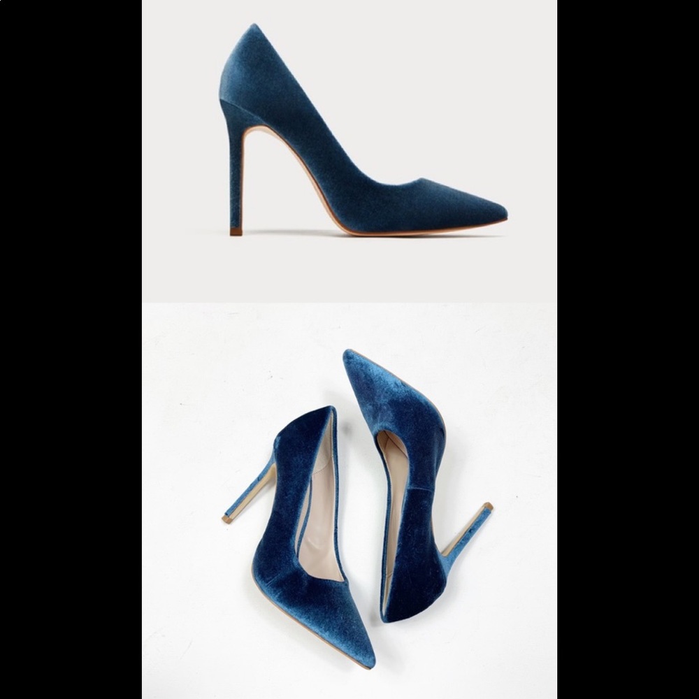 Zara blue velvet heels